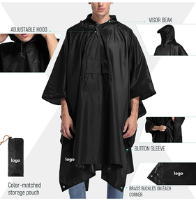 Lightweight <strong>Breathable</strong> Waterproof Poncho Waterproof Outdoor Camping Rain Cape <strong>Raincoat</strong> 3-in-1 Rain Coat for Outdoor Shading - Product Image 5