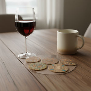 ILAN Round <b>Cork</b> <b>Coasters</b> 20Cm Self Adhesive Set Of 12 For Table Protection - Product Image 2