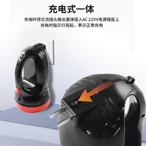 ไฟฉาย LED พกพาแบบชาร์จได้ แบตเตอรี่ Li-Ion สำหรับใช้งานกลางแจ้ง ไฟฉายฉุกเฉินพร้อมหูหิ้ว สำหรับการลาดตระเวนและไฟดับ - Product Image 3