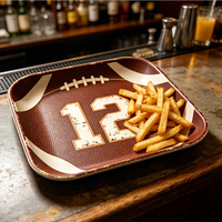 Plateau carré en mélamine de 6 pouces pour chips et bière avec design vintage de football américain pour bar sportif