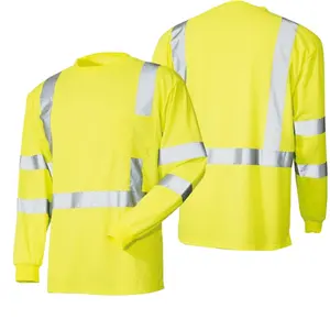 Long Sleeve Poly/Cotton Hi-vis Reflective Traffic Safety T-shirt