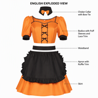 Costume d'Halloween : Tenue de Sorcière Magique Citrouille, Costume de Poupée Horreur, Robe de Princesse Fugitive, Robe de Vampire pour Femme en Polyester Adulte