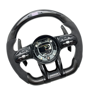 Volant en cuir perforé noir style carbone pour <span class=keywords><strong>Mercedes</strong></span> Benz W213 C238 W463 W464 W222 C217 CLS C257 W205 C63 AMG - Product Image 3