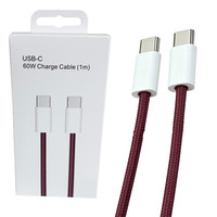 Câble de charge rapide tressé USB-C vers USB-C 60W en nylon pour iPhone 15 16 17 18 PRO MAX, téléphone portable et tablette