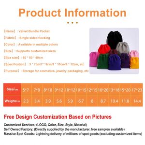 Wholesale Reusable Drawstring Dust <b>Bag</b> Custom Velvet Jewelry Pouch <b>Luxury</b> Velvet Drawstring <b>Gift</b> Pouch with Embroidery Logo - Product Image 4