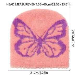 Nuevo Gorro de Punto Otoño Invierno 2024, Gorro de Mohair Cálido para Esquí, Gorro de Punto con Diseño de Mariposa, Gorro de Pelo Sintético, Gorro Personalizado con Logotipo, Gorro Colorido - Product Image 6