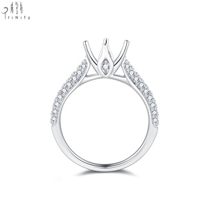 แหวนทองคำแท้ 18K ดีไซน์คลาสสิก ประดับเพชรแท้ ไม่มีพลอยหลัก แบบ Solitaire Semi Mount สำหรับผู้หญิง ใช้เป็นแหวนแต่งงาน ขายดี - Product Image 2