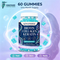 Gummies de biotine à marque privée 5000mcg pour la croissance des cheveux, la peau et les ongles, à base de pectine végétalienne, formule 3 en 1