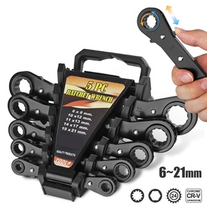 Juego de llaves de carraca excéntricas de doble anillo de acero al cromo vanadio de 5 piezas con fuente de alimentación manual y estuche rígido para reparación automotriz - Product Image 3