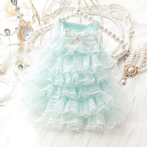 Vestido de Princesa para Perro, Verde Claro, Poliéster, Primavera Verano, Ropa para Mascotas, Vestido con Volantes de Encaje para Perros Pequeños - Product Image 4