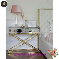 Table console de meubles miroir en acier inoxydable doré de haute qualité EV Guanding avec décor 3D table basse miroir mural