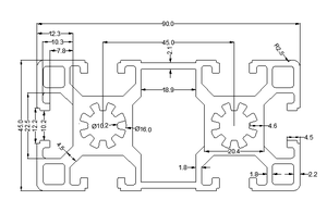 Perfiles de Aluminio Industriales T5, Corte Según Norma Europea 4590, Estructura Resistente para Equipos 90*45 OB4590L - Product Image 2