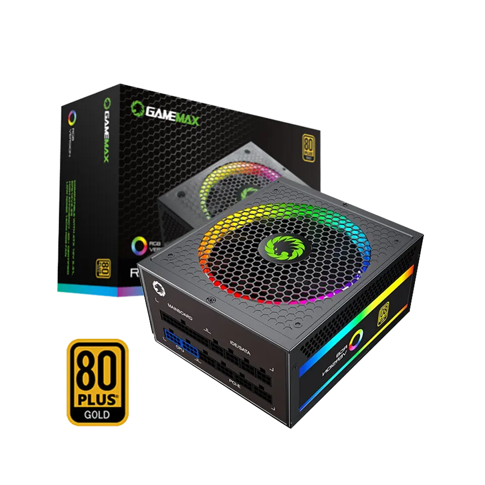 En iyi fiyat GAMEMAX RGB-850 PSU tam modülü 850W 80 + altin PSU 850W bilgisayar güç kaynağı PC RGB LED