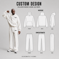 Ensemble de survêtement streetwear pour homme, coupe ample, en molleton de coton biologique, personnalisable OEM sous marque privée, comprenant un sweat à capuche et un pantalon de survêtement amples et unis