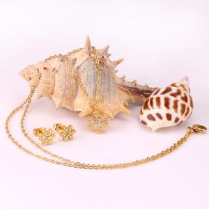 Collar con Colgante de Oro, Material de Acero Inoxidable, Aretes con Piedras, Collar Infantil con Diseño de Copo de Nieve, Juego de Joyería con Diamantes - Product Image 2