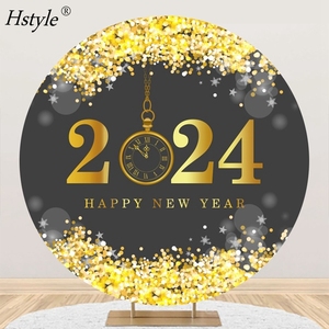 2024 bonne année ronde toile de fond couverture feux d'artifice Champagne fond pour la photographie célébrer le nouvel an fête décor HS1538 - Product Image 5