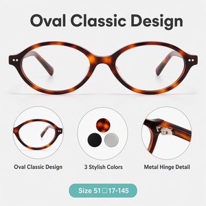 Gafas Ópticas Ovaladas Anti Luz Azul para <span class=keywords><strong>Mujer</strong></span>, Montura y <span class=keywords><strong>Lentes</strong></span> <span class=keywords><strong>de</strong></span> PC para un Estilo Moderno en el Día a Día - Product Image 5
