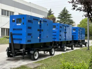 Didukung oleh Cummins engine mesin senyap 50hz 150 kw diesel set generator 180KVA trailer