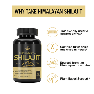 OEM <b>Pure</b> <b>Himalayan</b> <b>Shilajit</b> Capsules 20% Fulvic Acid Ayurvedic Supplement for Brain Health Immune Support Vegetarian Capsules - Product Image 3