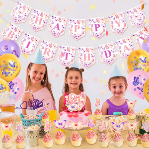 Striscione con Stampa di Farfalle, Topper per Torte e Cupcake, Palloncini Stampati per Decorazioni di Feste di <span class=keywords><strong>Compleanno</strong></span>, Matrimoni e Camere dei Bambini - Product Image 2