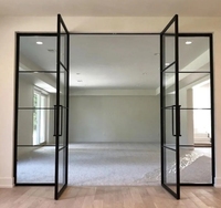 Porte battante en acier et verre de conception française, très vendue, avec isolation acoustique pour villa, salon, hôtel et cave à vin