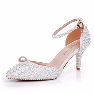 S2313F nouvelles chaussures de <span class=keywords><strong>mariée</strong></span> en perles pour femmes sandales de mariage à talons hauts avec talon fin bout pointu <span class=keywords><strong>taille</strong></span> 7cm - Product Image 5