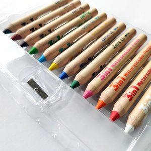 Crayon de couleur Jumbo Woody 3 en 1, Crayon aquarelle Non toxique de haute qualité 12 pièces coloré 12/24/36 couleurs bois de tilleul 120.0mm - Product Image 5