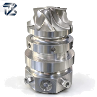 Ensemble de rotor d'impeller de turbo en aluminium usiné CNC 5 axes de précision avec boîtier à bride, OEM personnalisé