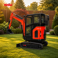 Mesin Excavator Kecil untuk Konstruksi Pedesaan Buatan China, Excavator 2.5 Ton dengan Kabin Tertutup dan Kanopi