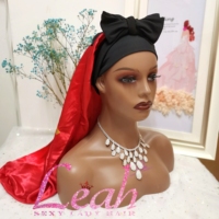 Ensemble en satin pour femmes - Grand bonnet de nuit pour dormir avec bandeaux élastiques, tresses et cheveux longs, usage quotidien pour adultes