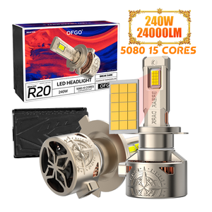 OFGO R20 LED faro 240W 24000LM 5080 CSP H1 H3 H4 H7 luces Led H8 <span class=keywords><strong>H11</strong></span> 9005 HB3 9006 HB4 9012 bombillas Led para coche - Product Image 1