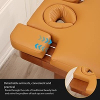 Table de massage esthétique moderne à 3 moteurs, double colonne, en acier inoxydable, avec cadre en bois et éponge haute densité, pour salon de beauté, école, hôtel