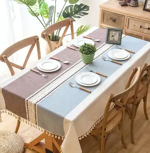 Household Multicolor Waterproof Dining Table Coffee Table Cloth New Design Printed Modern Woven Table Cloth