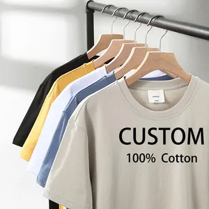 定制标志100% 棉超大t恤高品质素绣t恤带私人标签