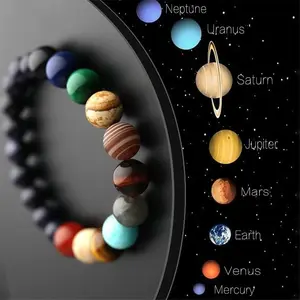 Eight Planet Natural Stone Bracelet Universe Yoga Chakra Galaxy Solar System Beads Bracelet for Men Women Jewelry