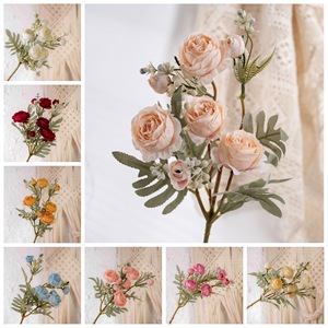 Bouquet de roses artificielles CallaFloral en polyester, décoration de mariage d'intérieur, branche unique MW83112 - Product Image 3