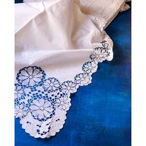 Livia Crochet Edge Linen Double <b>Bed</b> Sheets <b>Set</b> 3-Piece <b>Super</b> <b>King</b> Size Flat Fitted Sheets for Bedroom Hotel or Hospital Use - Product Image 6