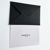 Moda elegante embalaje personalizado gracias tarjeta sobre negro con sello adhesivo