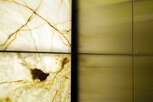 SHIHUI คุณภาพสูงสไตล์โมเดิร์นขัด Backlit กระเบื้องหินอ่อนโปร่งแสงหินนิลสีขาวธรรมชาติวิลล่าตกแต่งลิฟท์ Cab - Product Image 6