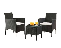 Ensemble bistrot 3 pièces en rotin d'extérieur au design moderne avec table à seau à glace, confortable pour les hôtels, les salons, les cours et les parcs
