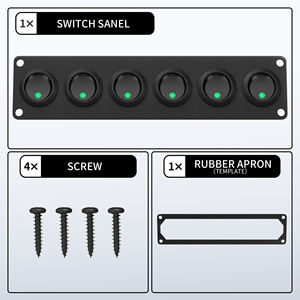 Panel de Interruptores Marinos de Aluminio Negro de 6 Canales, Impermeable, 20A, 3 Pines, Placa de Interruptor de Luz, Interruptor Basculante Iluminado Verde, 12V/24V, Nuevo - Product Image 3