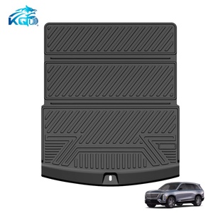 KQD TPE Waterproof 3-3.5mm Thick Anti-Skid Geometric Pattern Full Set <b>Black</b> Car <b>Trunk</b> Mat for Cadillac Vistiq - Product Image 3