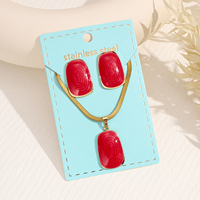 Set Perhiasan Enamel Baja Anti Karat Anti Air Mirawell Baru, Kalung Rantai Ular, Anting Kupu-kupu, Hati, Bunga