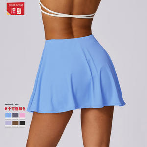 ดิสโก้ สปอร์ตกระโปรงมินิโยคะเอวสูงผ้าไหมน้ำแข็งสีทึบแห้งเร็วกระโปรงป้องกันแสงแดดสำหรับเทนนิสฟิตเนส SMLXL - Product Image 1