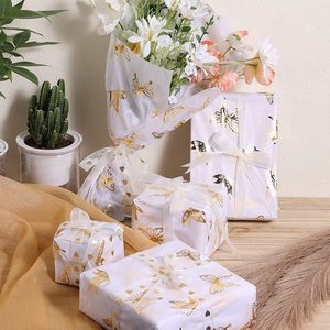 Özel Logo beyaz hediye ambalaj kağıtları altın kelebek doku yaprak kağıt ambalaj sanat zanaat için - Product Image 5