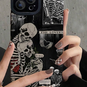 Funda de Teléfono TPU Retro de Halloween para iPhone 16 Pro Max 15 Plus, Diseño de Calabaza, Esqueletos Terroríficos, Hojas de Otoño, Funda Protectora - Product Image 6