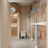 Conception d'intérieur sur mesure de haute qualité pour hôtel pour animaux, étagères de présentation haut de gamme pour animalerie, mobilier de salle d'exposition avec éclairage, rénovation de magasin