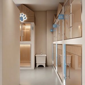 Conception d'intérieur sur mesure de haute qualité pour hôtel pour animaux, étagères de présentation haut de gamme pour animalerie, mobilier de salle d'exposition avec éclairage, rénovation de magasin - Product Image 4