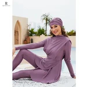 Pakaian Renang Harga Murah Kustom untuk Wanita Muslim Burkini Femme Muslim 3 Potong Pakaian Renang Islami Pakaian Renang Sederhana