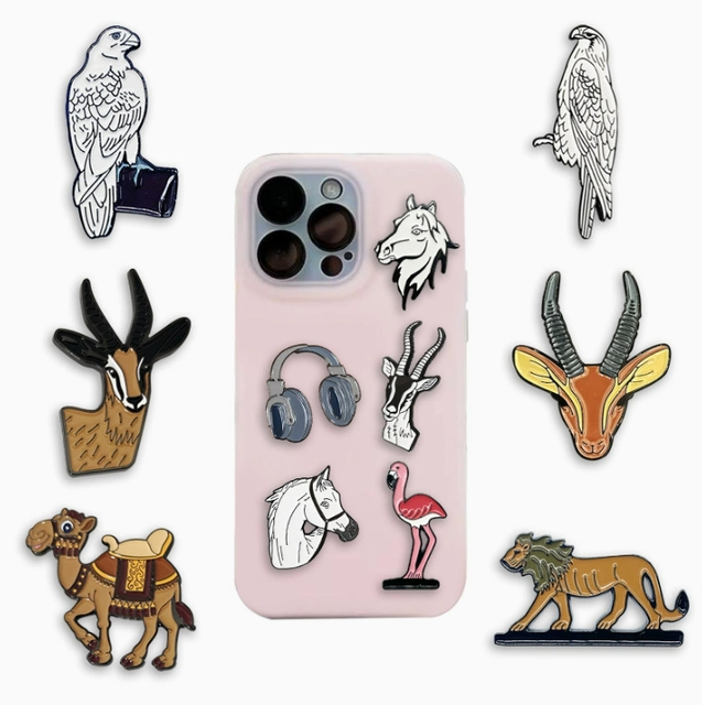 Creative Cartoon Factory Mobile Phone Badge 3M Stickers Fashion Colorful Custom Phone Metal Pin Stickers